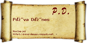 Páva Dénes névjegykártya